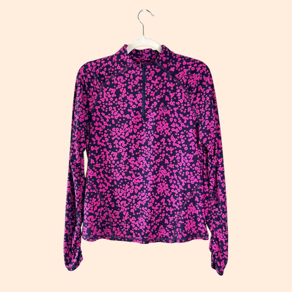 G/FORE Pink Floral 1/4 Zip Golf Pullover